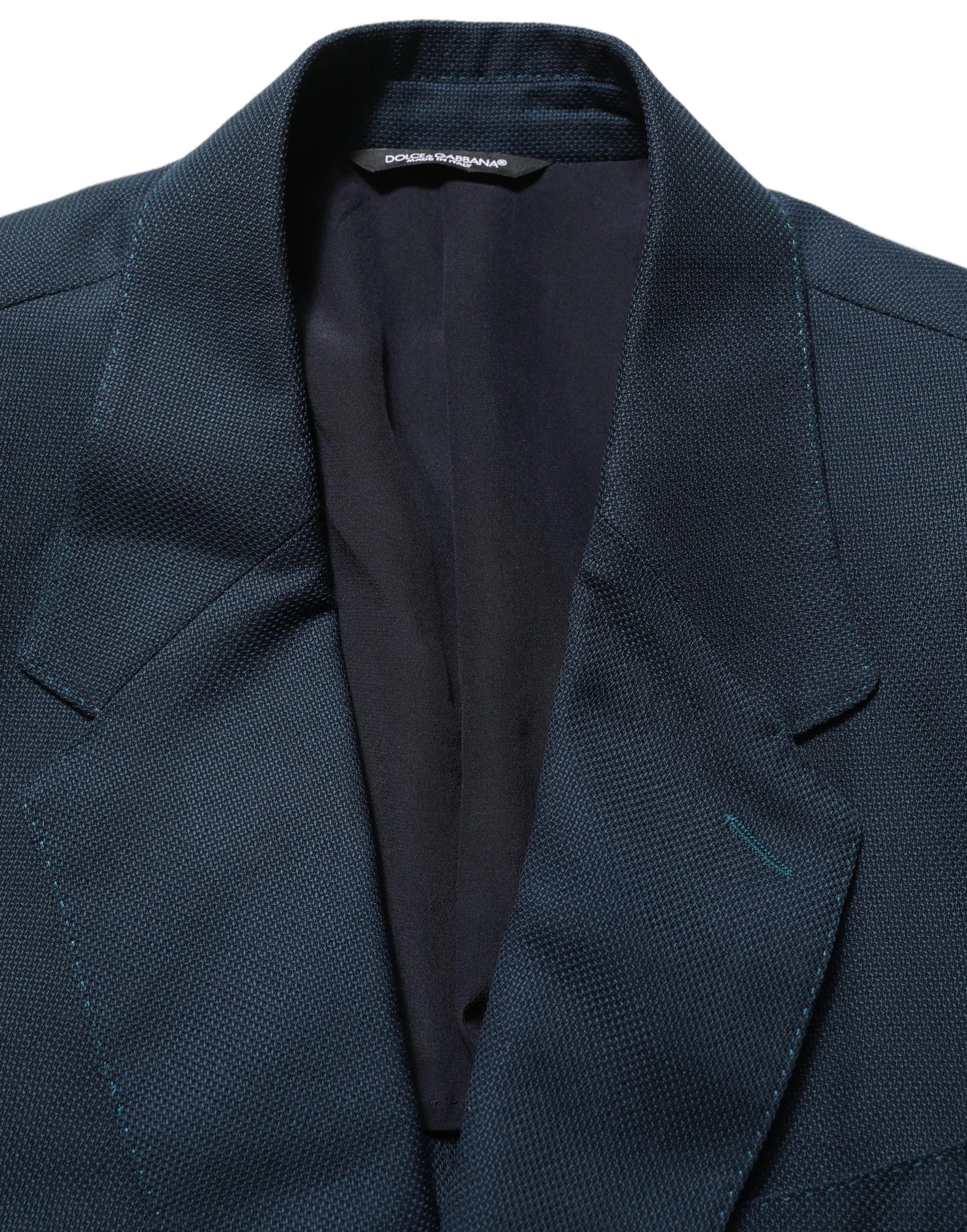 Dolce & Gabbana Blue Wool Logo Single Breasted Coat Blazer - IT54 | XL