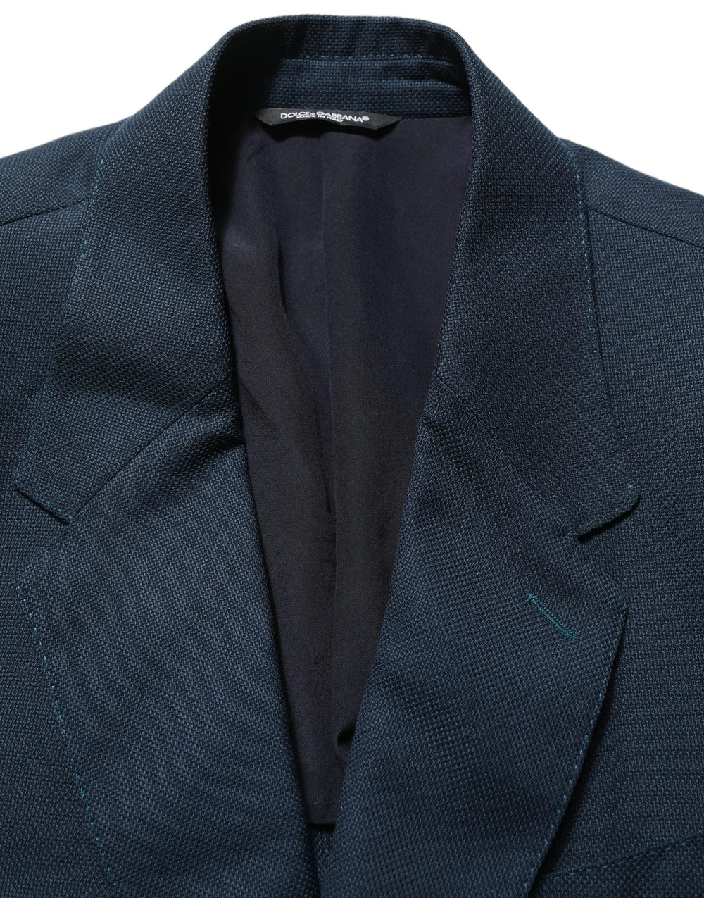 Dolce & Gabbana Blue Wool Logo Single Breasted Coat Blazer - IT54 | XL