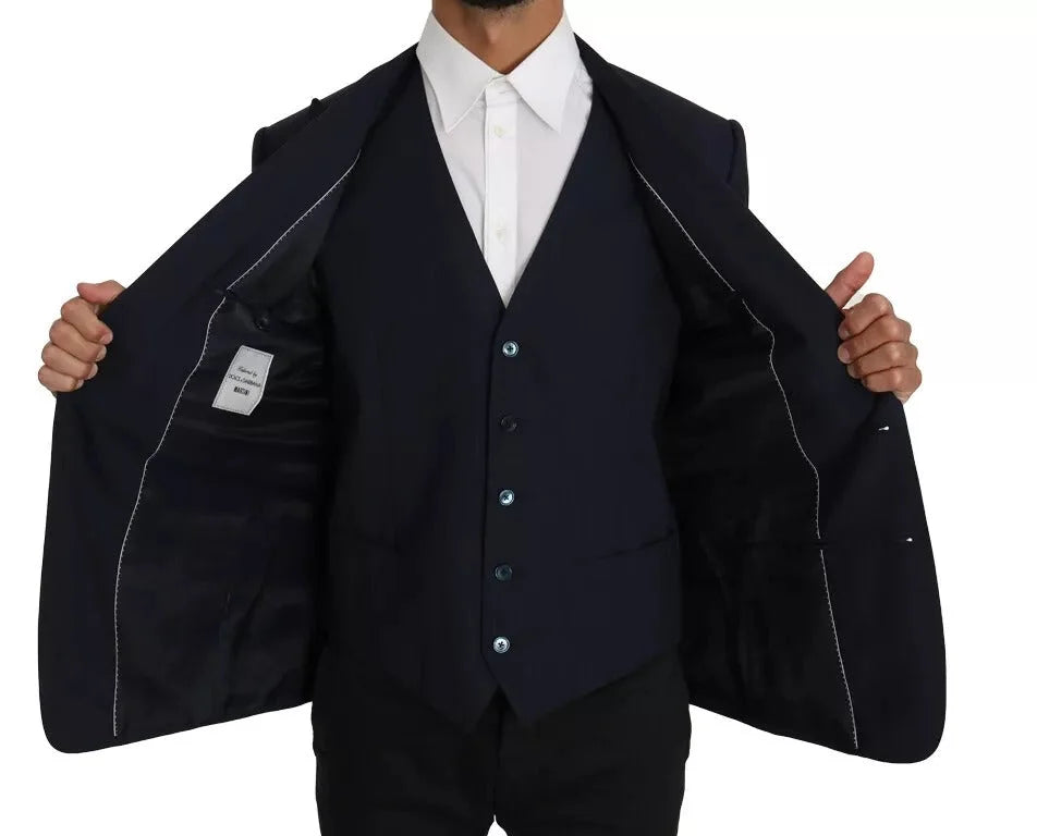 Dolce & Gabbana Blue Wool MARTINI Blazer Vest 2 Piece - IT50 | L - Sport Jackets