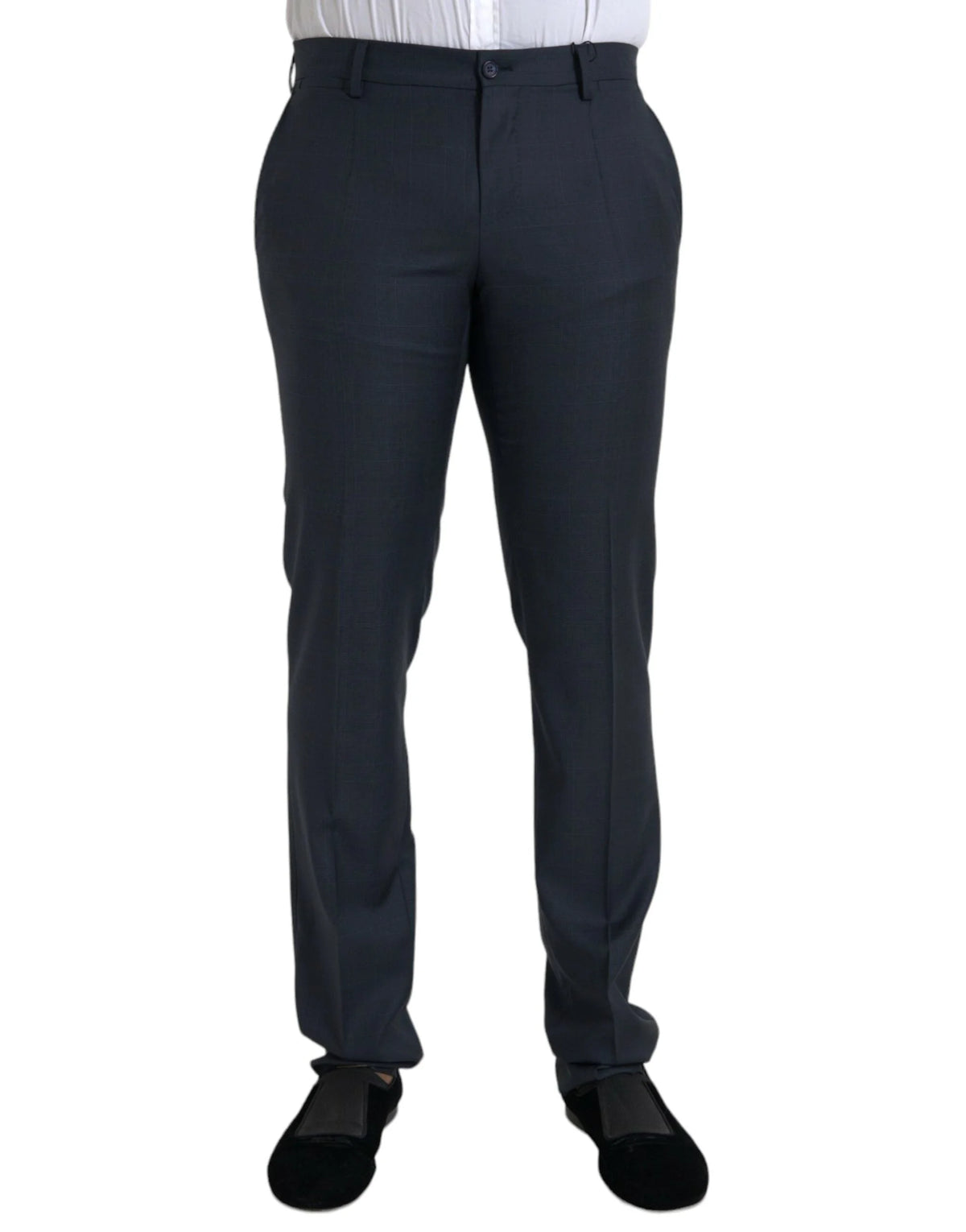 Dolce & Gabbana Blue Wool Men Skinny Dress Pants - IT48 | M - Trousers