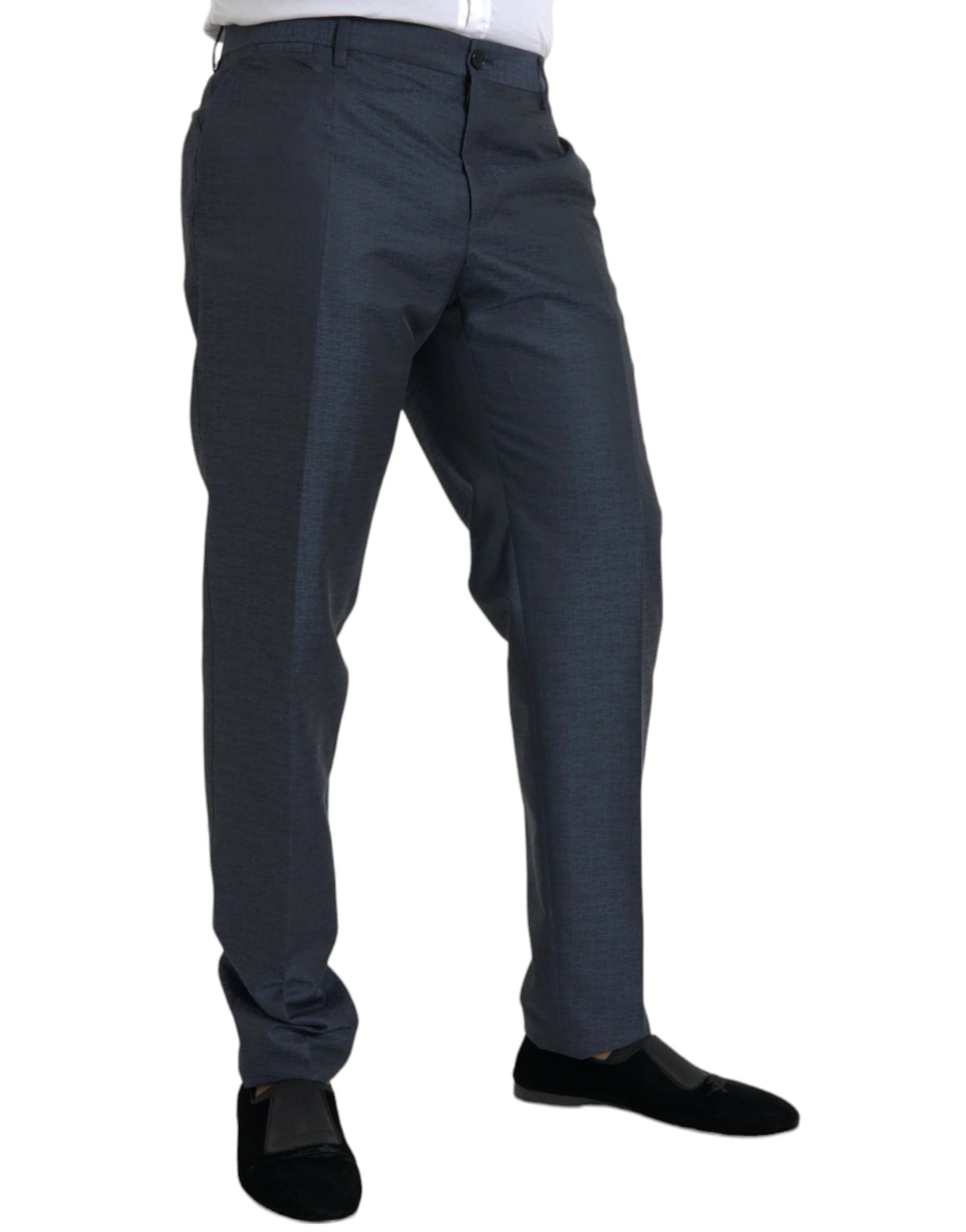 Dolce & Gabbana Blue Wool Men Skinny Dress Pants - IT56 | XXL - Trousers