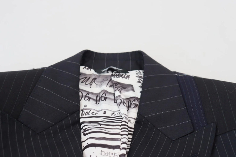 Dolce & Gabbana Blue Wool Patchwork Double Breasted Blazer - IT46 | S - Sport Jackets