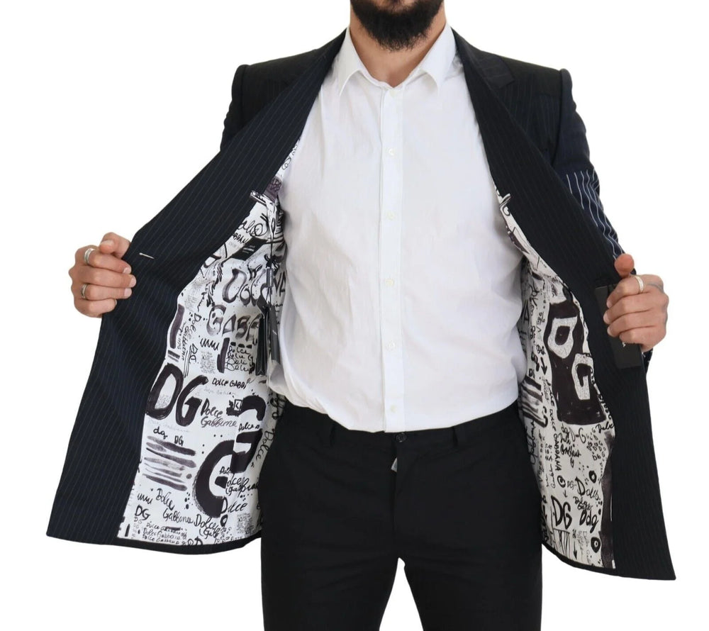 Dolce & Gabbana Blue Wool Patchwork Double Breasted Blazer - IT46 | S - Sport Jackets