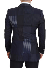 Dolce & Gabbana Blue Wool Patchwork Double Breasted Blazer - IT46 | S - Sport Jackets