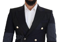 Dolce & Gabbana Blue Wool Patchwork Double Breasted Blazer - IT46 | S - Sport Jackets