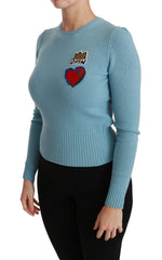 Dolce & Gabbana Blue Wool Queen Heart Pullover Sweater - IT36 | XS - Sweaters