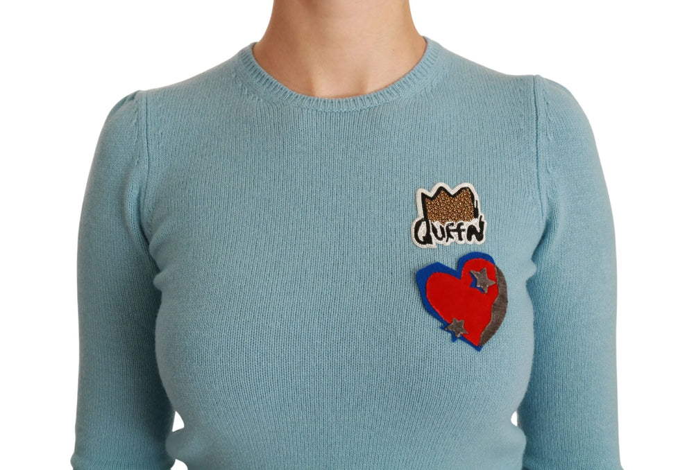 Dolce & Gabbana Blue Wool Queen Heart Pullover Sweater - IT36 | XS - Sweaters