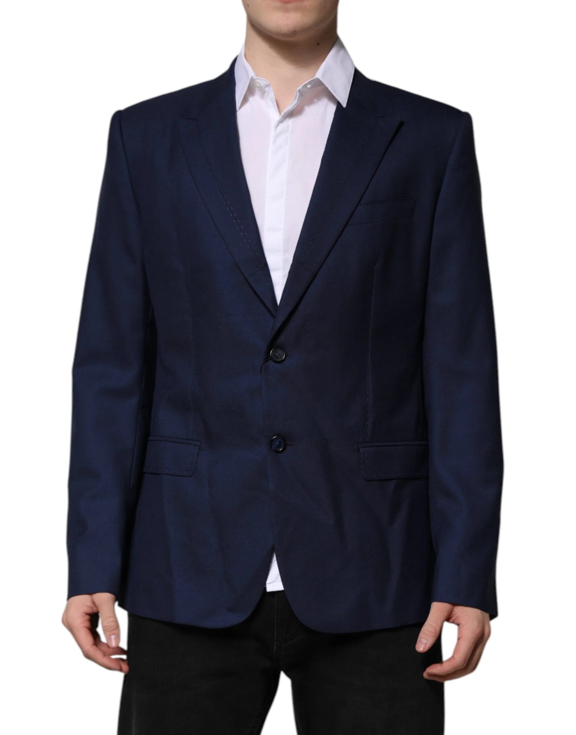 Dolce & Gabbana Blue Wool Single Breasted Suit Coat Blazer - IT54 | XL - Sport Jackets