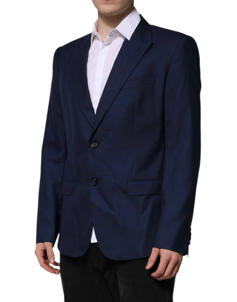 Dolce & Gabbana Blue Wool Single Breasted Suit Coat Blazer - IT54 | XL - Sport Jackets