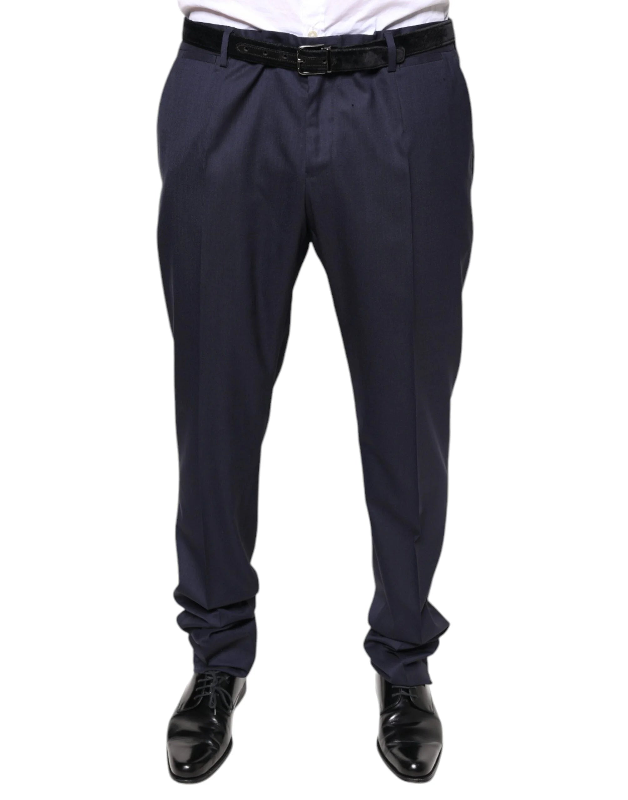Dolce & Gabbana Blue Wool Skinny Formal Dress Pants - IT54 | XL - Trousers