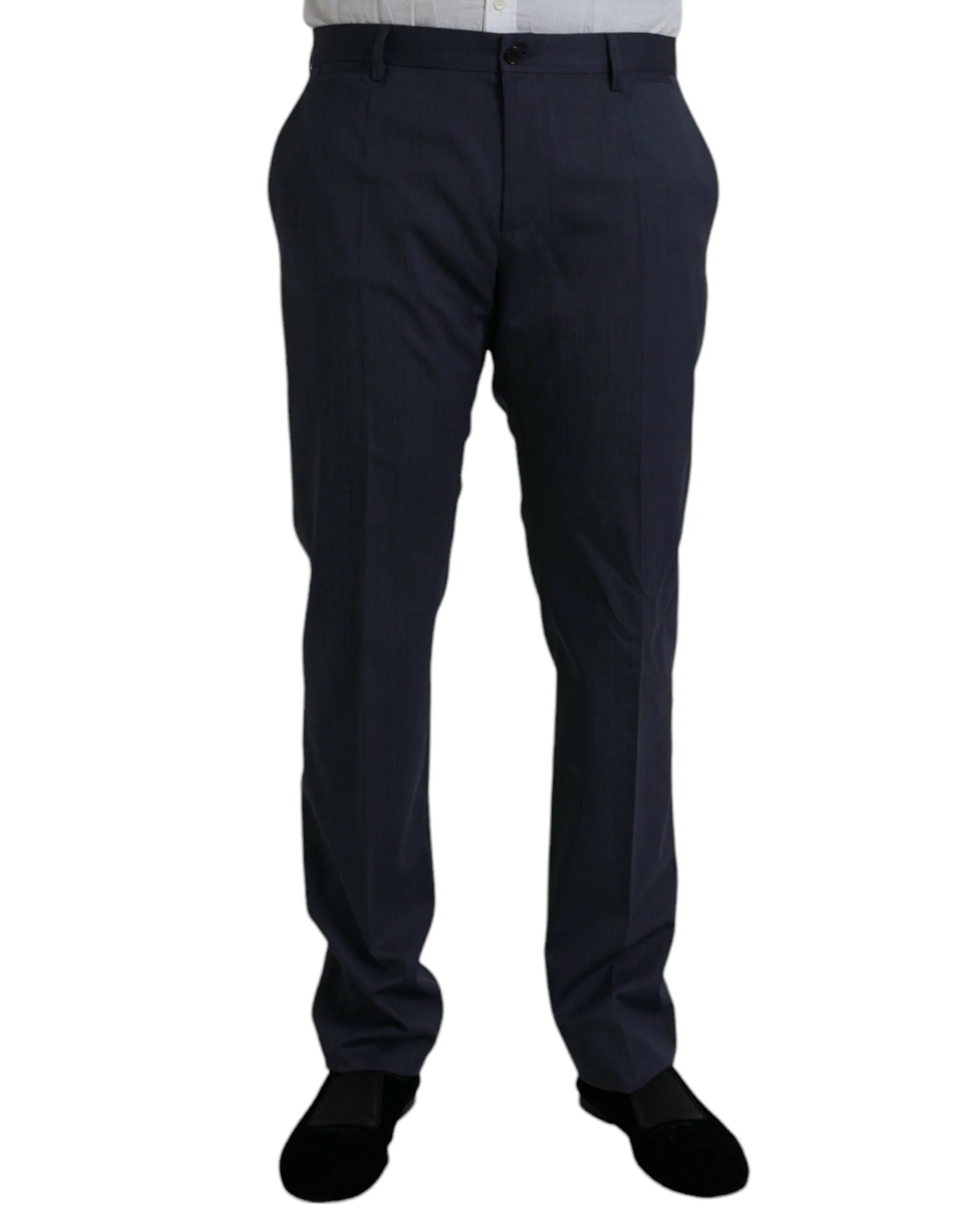 Dolce & Gabbana Blue Wool Slim Fit Dress Formal Pants - IT52 | XL - Trousers