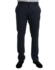 Dolce & Gabbana Blue Wool Slim Fit Dress Formal Pants - IT52 | XL - Trousers