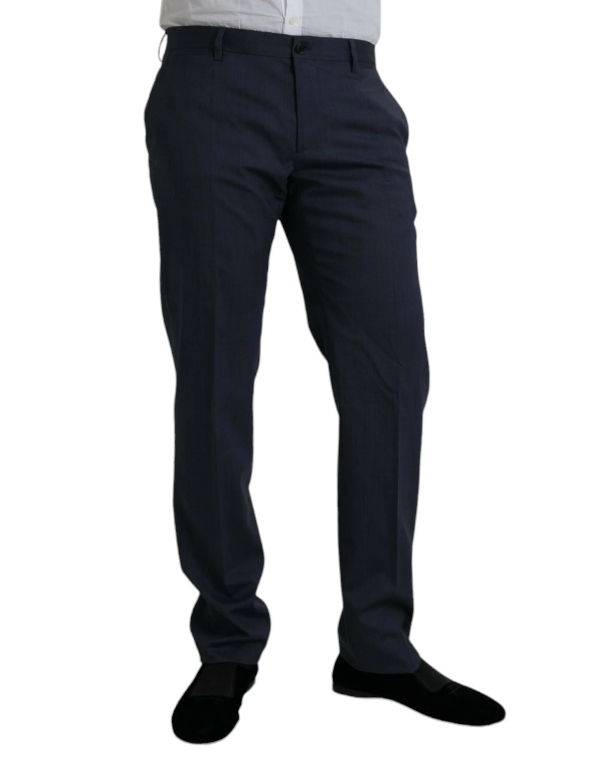 Dolce & Gabbana Blue Wool Slim Fit Dress Formal Pants - IT52 | XL - Trousers