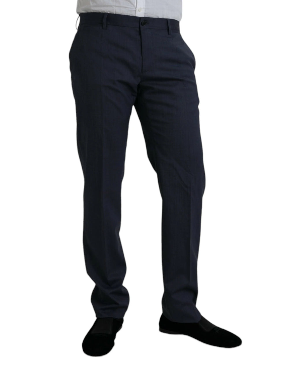 Dolce & Gabbana Blue Wool Slim Fit Dress Formal Pants - IT52 | XL - Trousers
