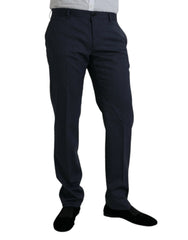 Dolce & Gabbana Blue Wool Slim Fit Dress Formal Pants - IT52 | XL - Trousers
