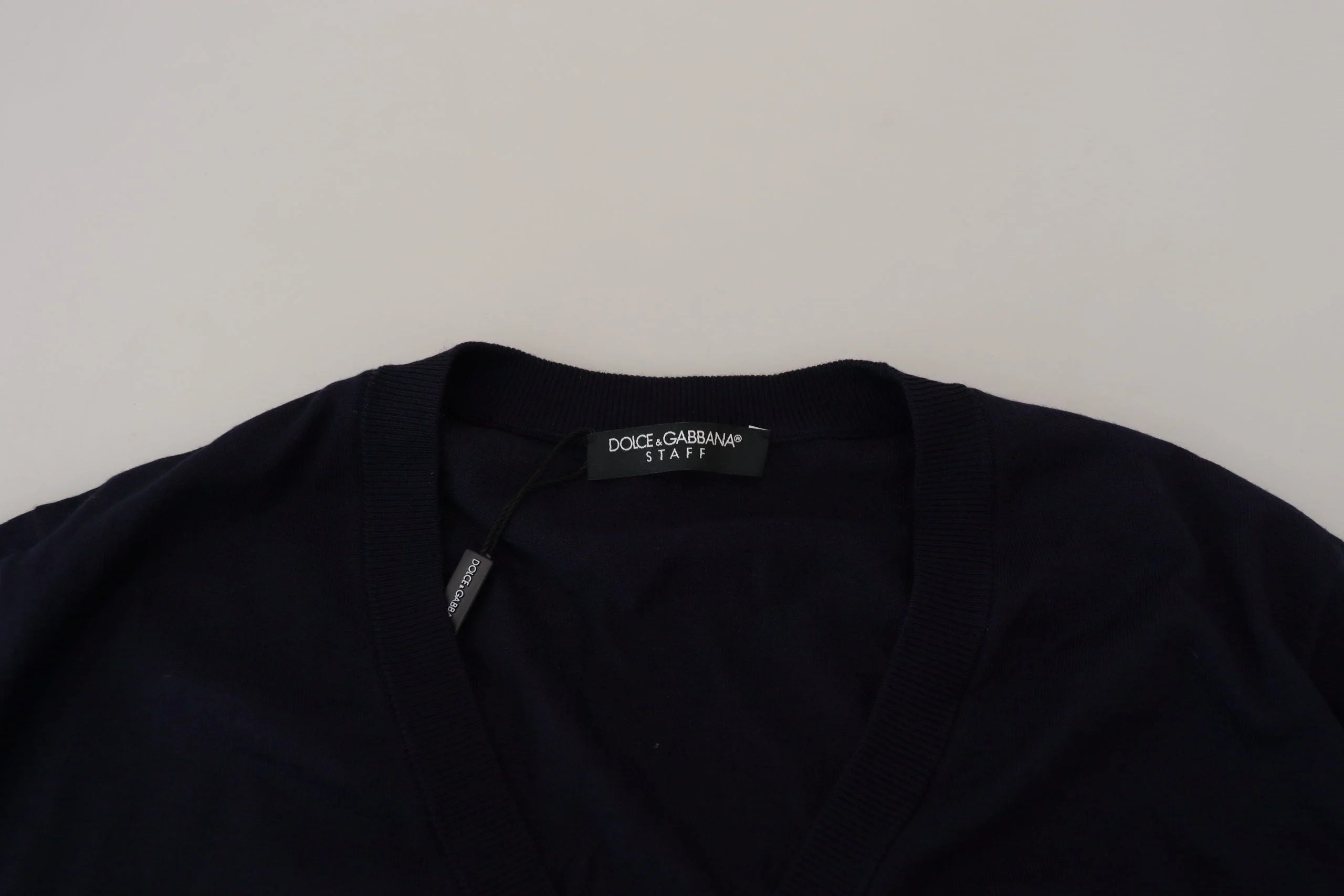 Dolce & Gabbana Blue Wool STAFF Down Cardigan Sweater - IT46 | S - Cardigans