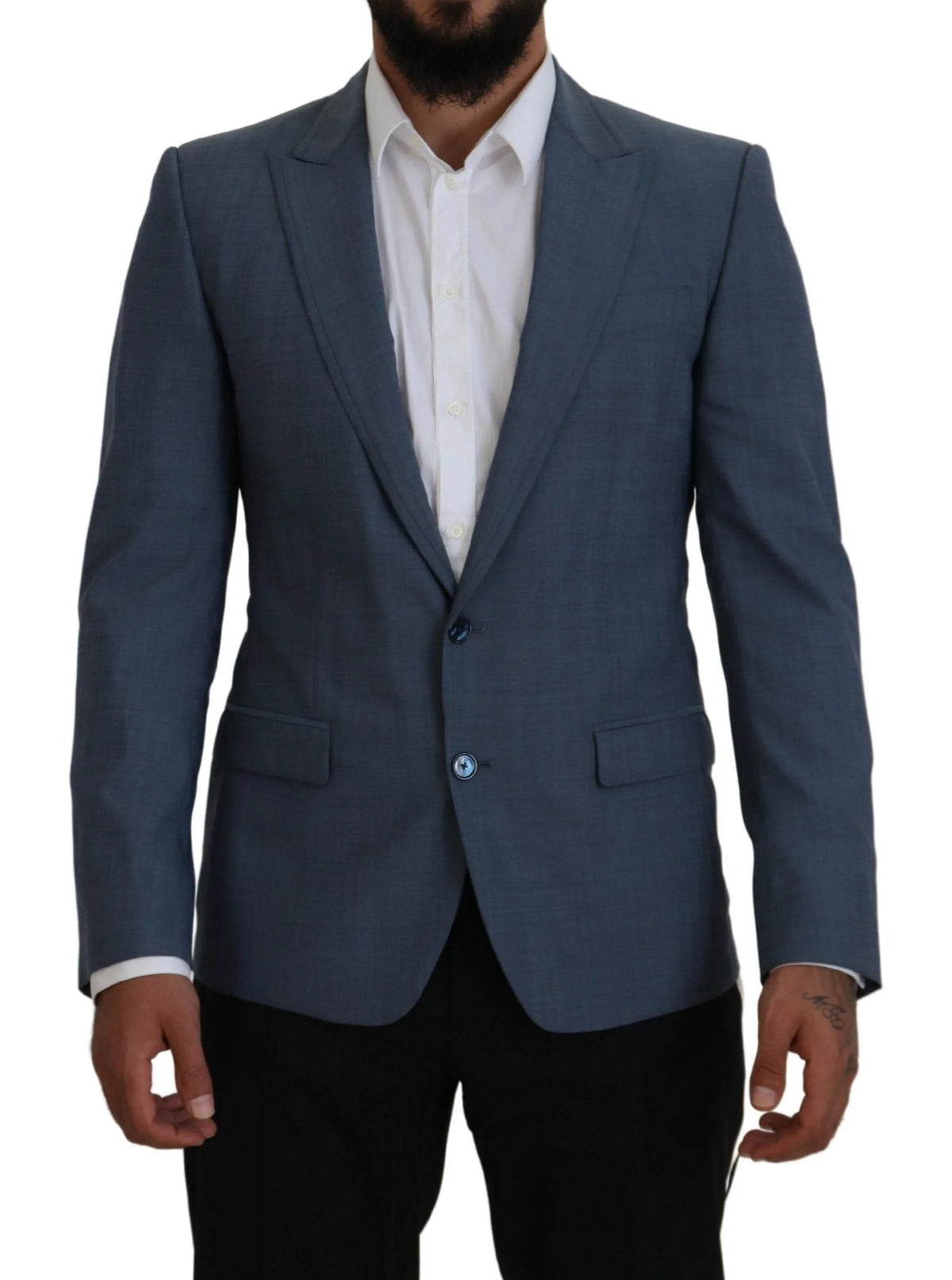 Dolce & Gabbana Blue Wool Stretch Slim Fit Jacket Blazer - Sport Jackets