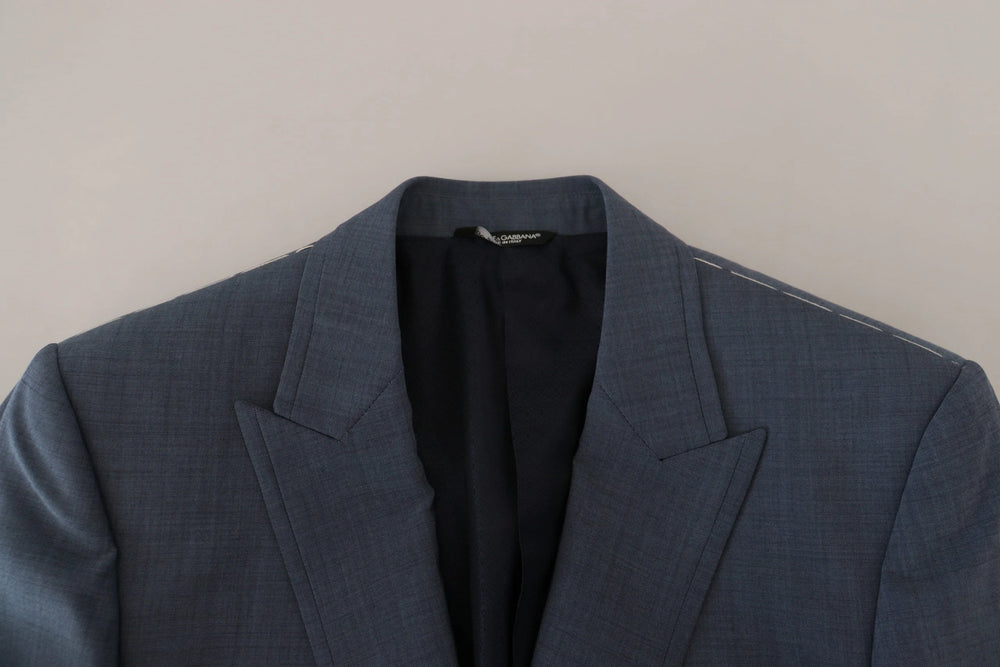 Dolce & Gabbana Blue Wool Stretch Slim Fit Jacket Blazer - Sport Jackets