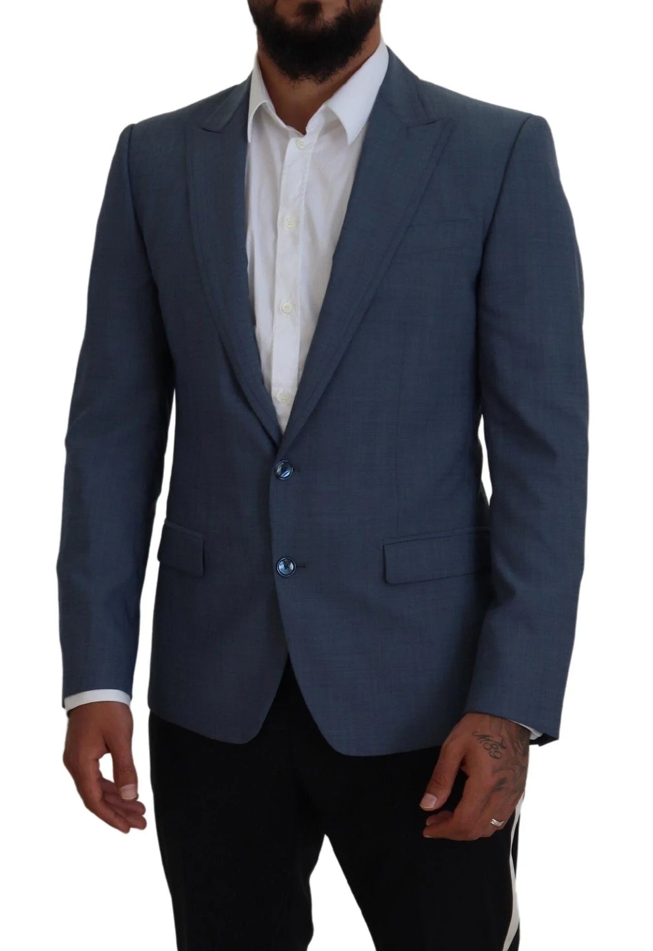 Dolce & Gabbana Blue Wool Stretch Slim Fit Jacket Blazer - Sport Jackets