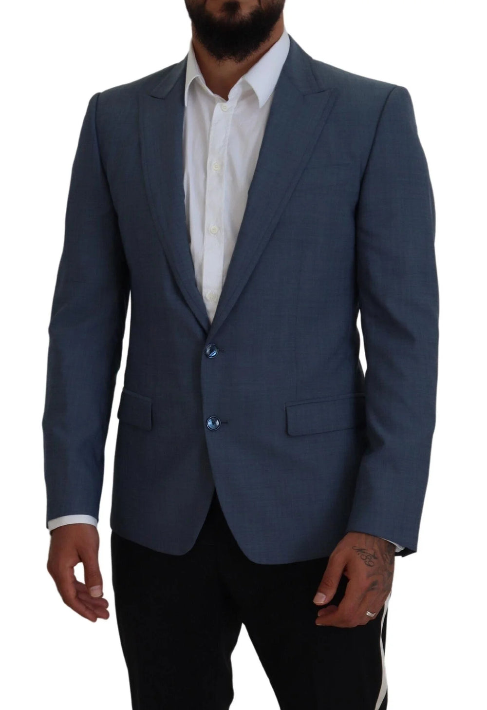 Dolce & Gabbana Blue Wool Stretch Slim Fit Jacket Blazer - Sport Jackets