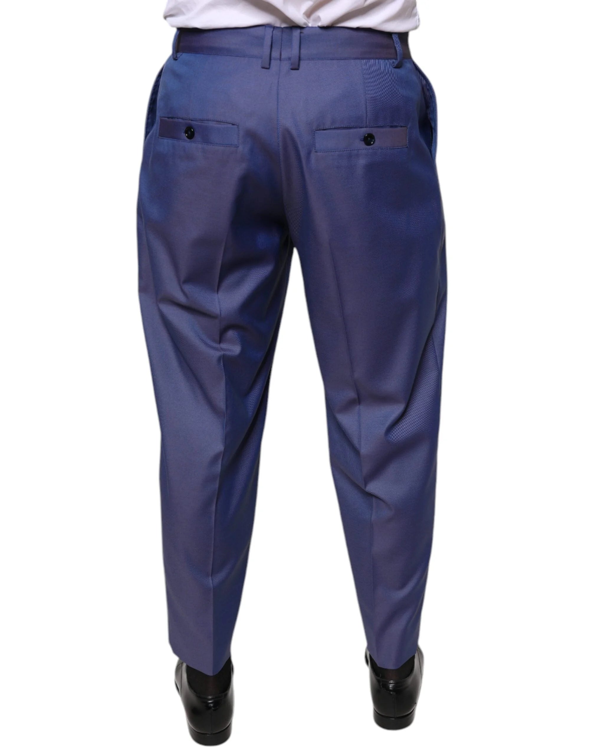 Dolce & Gabbana Blue Wool Tapered Formal Dress Pants - IT48 | M - Trousers