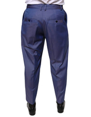 Dolce & Gabbana Blue Wool Tapered Formal Dress Pants - IT48 | M - Trousers