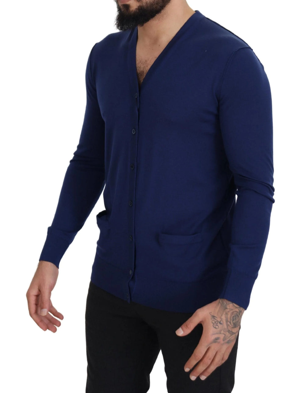 Dolce & Gabbana Blue Wool V-neck Button Down Cardigan Sweater - IT44 | XS - Cardigans
