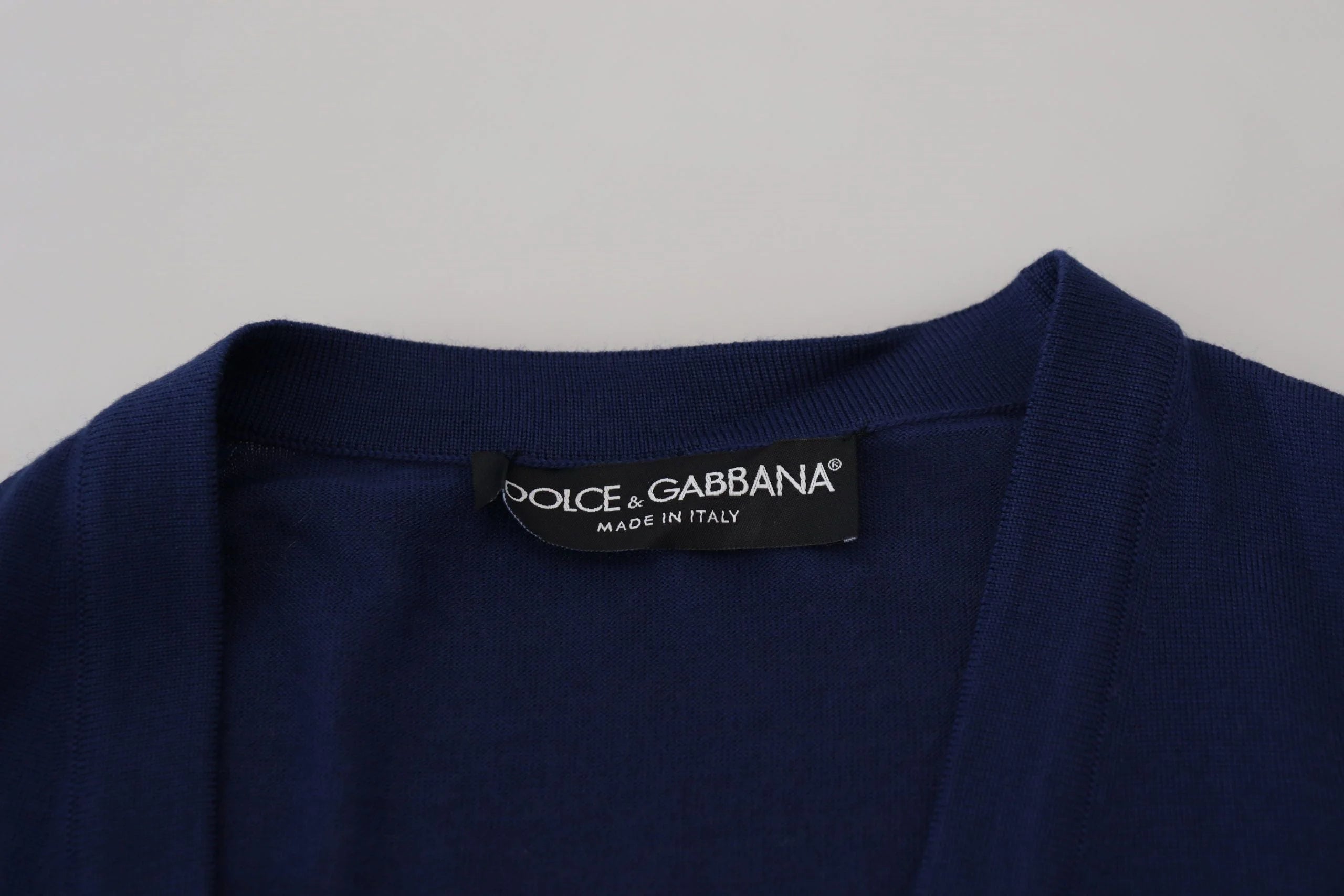 Dolce & Gabbana Blue Wool V-neck Button Down Cardigan Sweater - IT44 | XS - Cardigans
