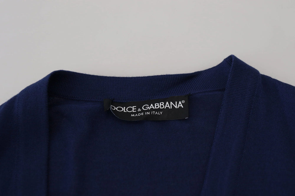 Dolce & Gabbana Blue Wool V-neck Button Down Cardigan Sweater - IT44 | XS - Cardigans