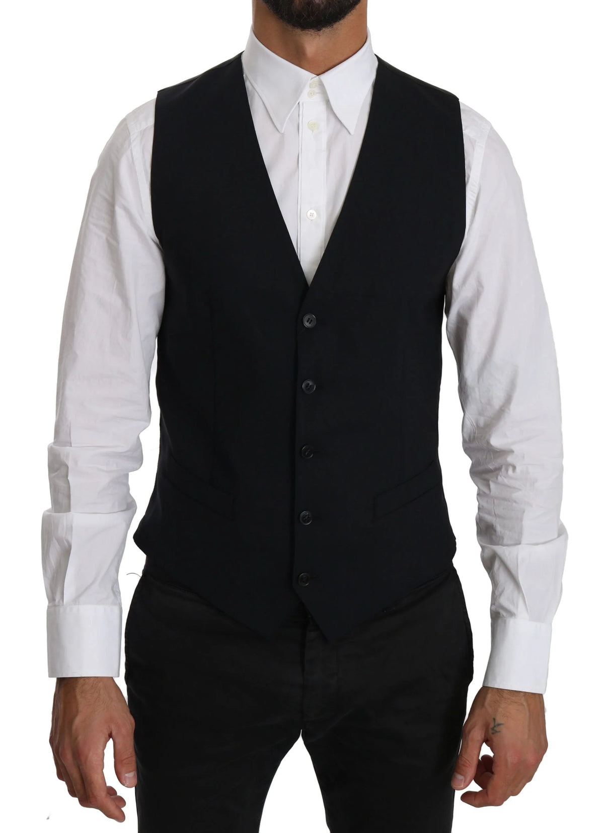 Dolce & Gabbana Blue Wool Waistcoat Formal Gilet Vest - IT46 | S - Vests
