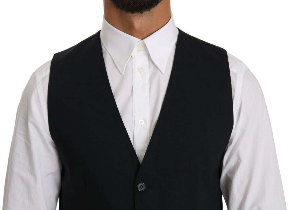 Dolce & Gabbana Blue Wool Waistcoat Formal Gilet Vest - IT46 | S - Vests