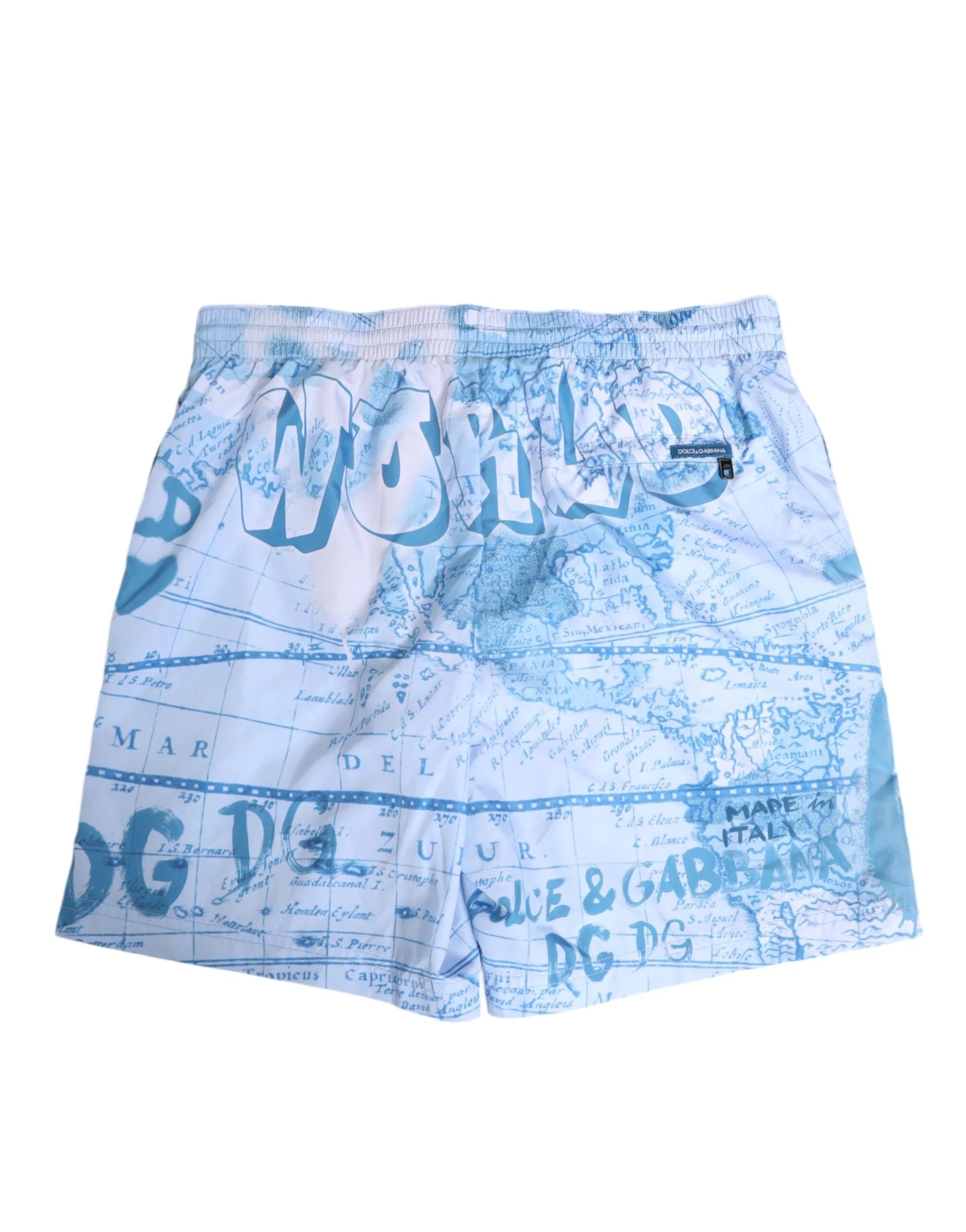 Dolce & Gabbana Blue World Map Polyester Elastic Waistband Swimwear - IT4 | S - Swim Boxers