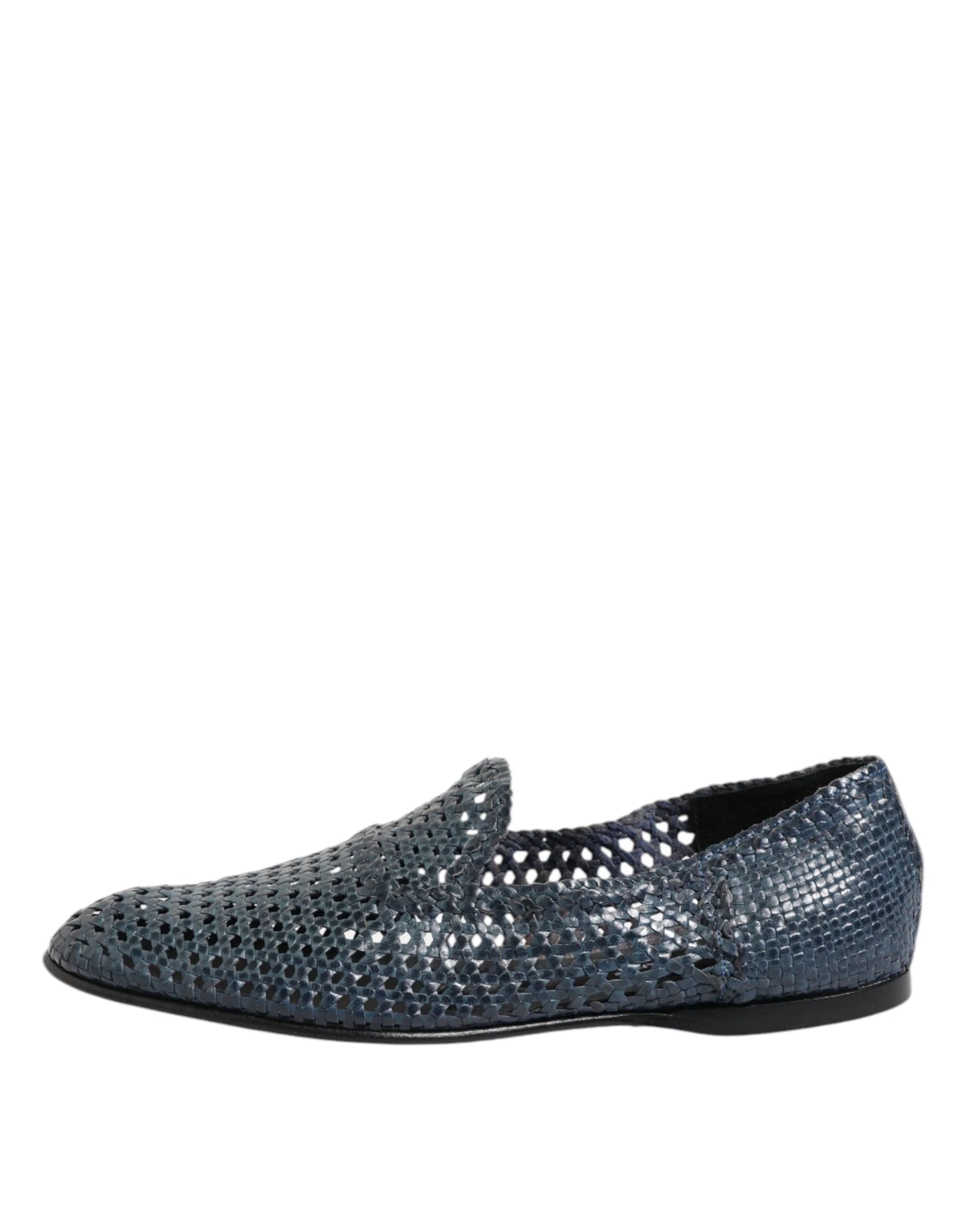 Dolce & Gabbana Blue Woven Leather Slip On Loafers Shoes - EU41/US8 - Flats