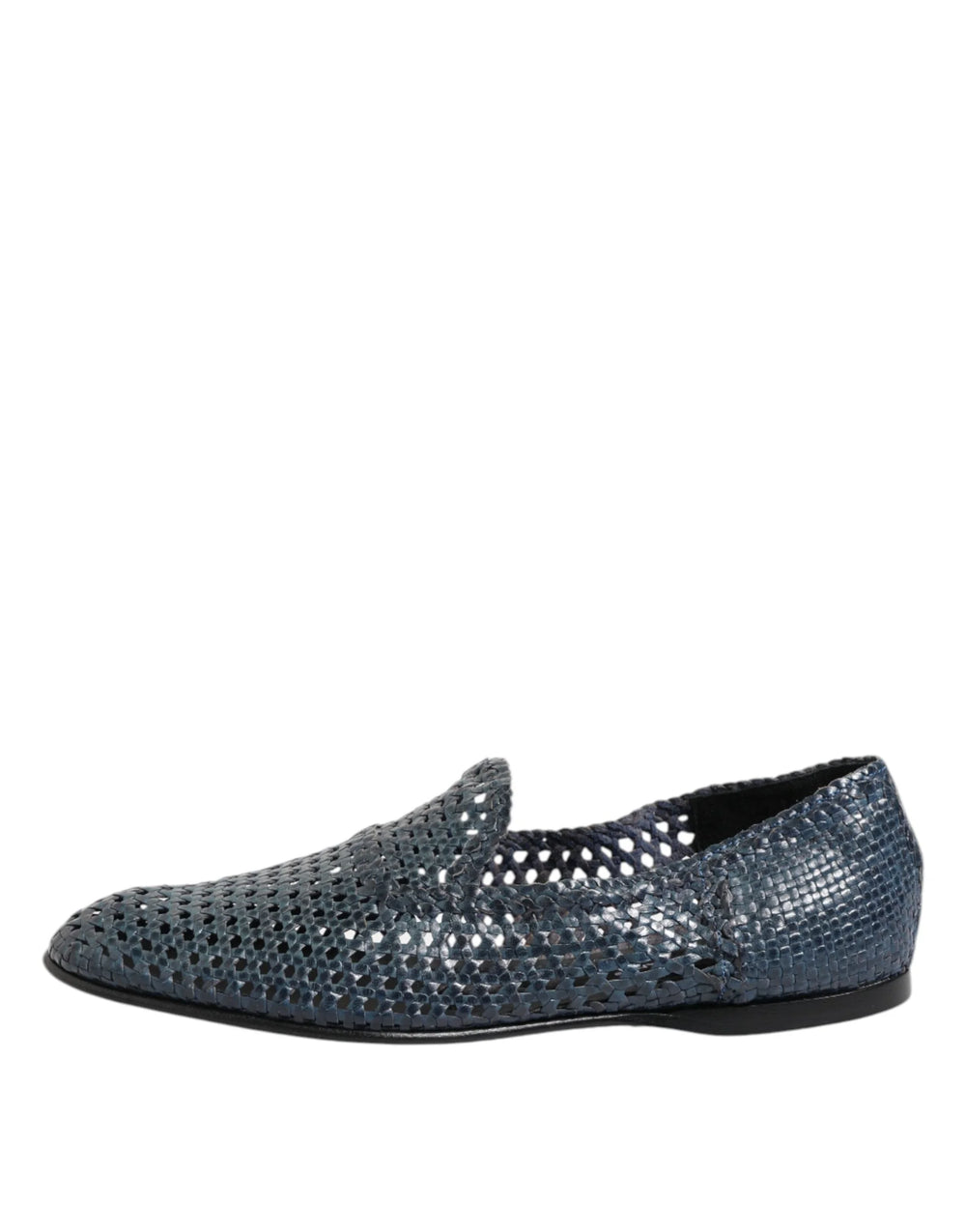 Dolce & Gabbana Blue Woven Leather Slip On Loafers Shoes - EU41/US8 - Flats