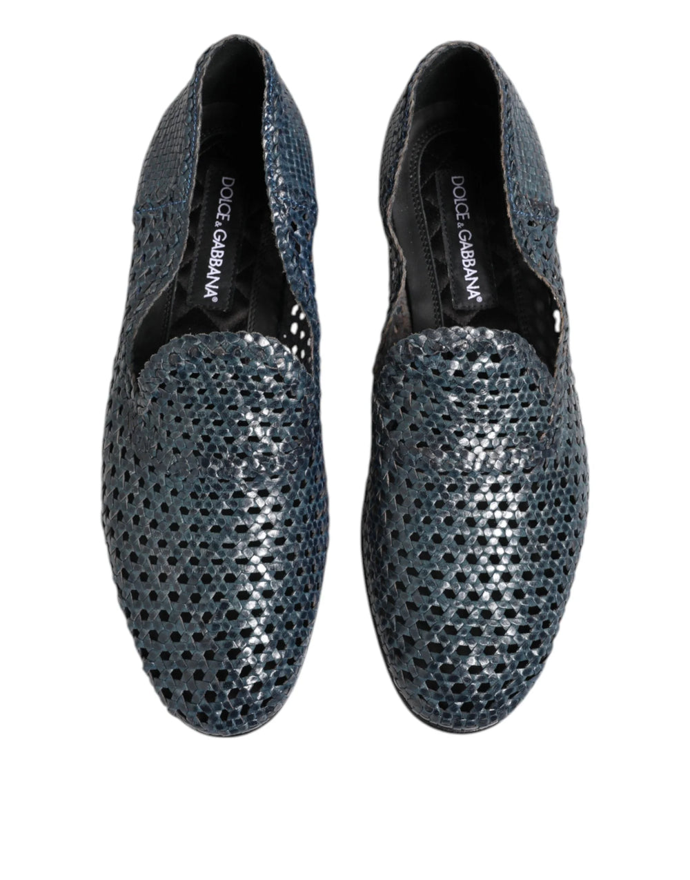 Dolce & Gabbana Blue Woven Leather Slip On Loafers Shoes - EU41/US8 - Flats