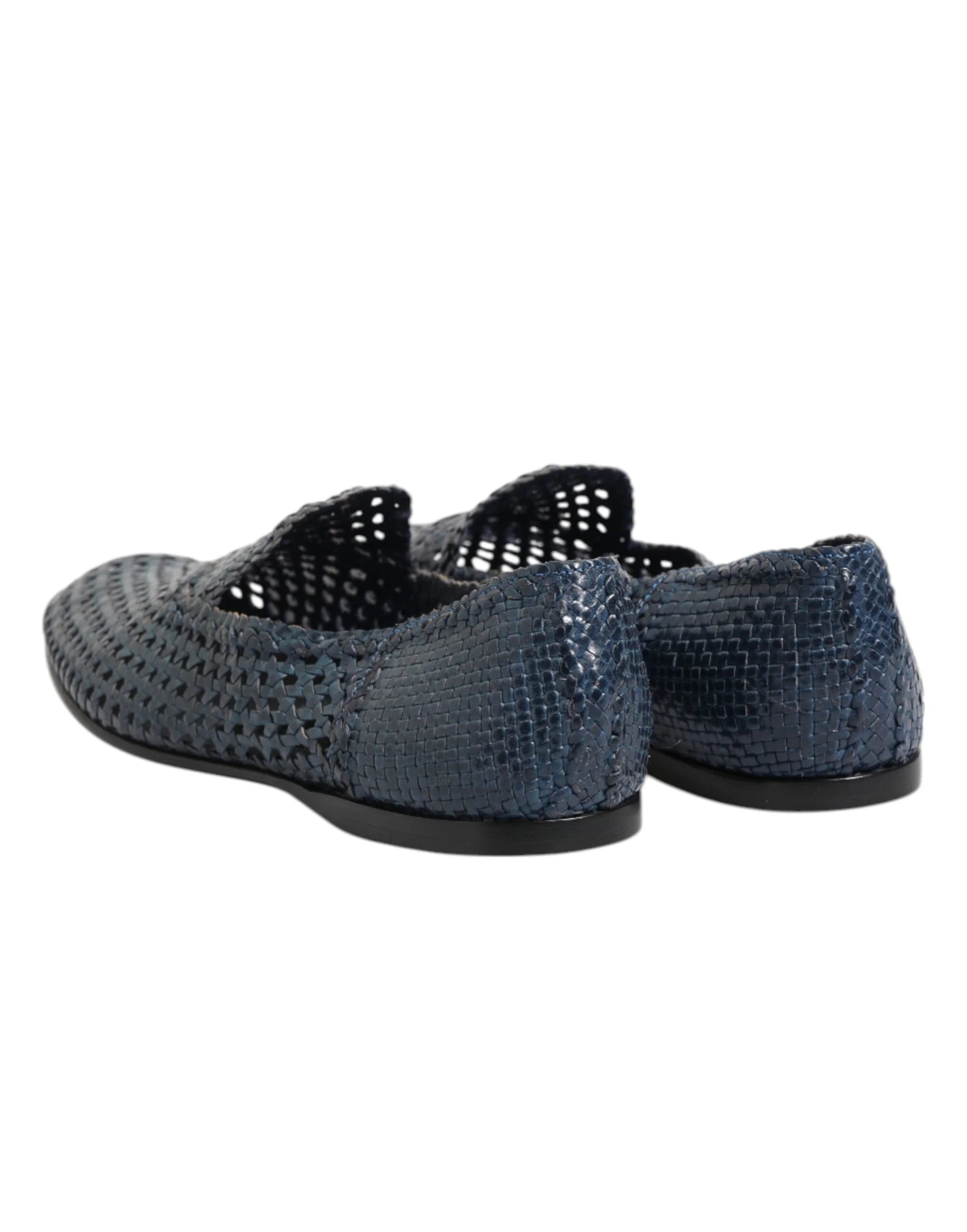 Dolce & Gabbana Blue Woven Leather Slip On Loafers Shoes - EU41/US8 - Flats