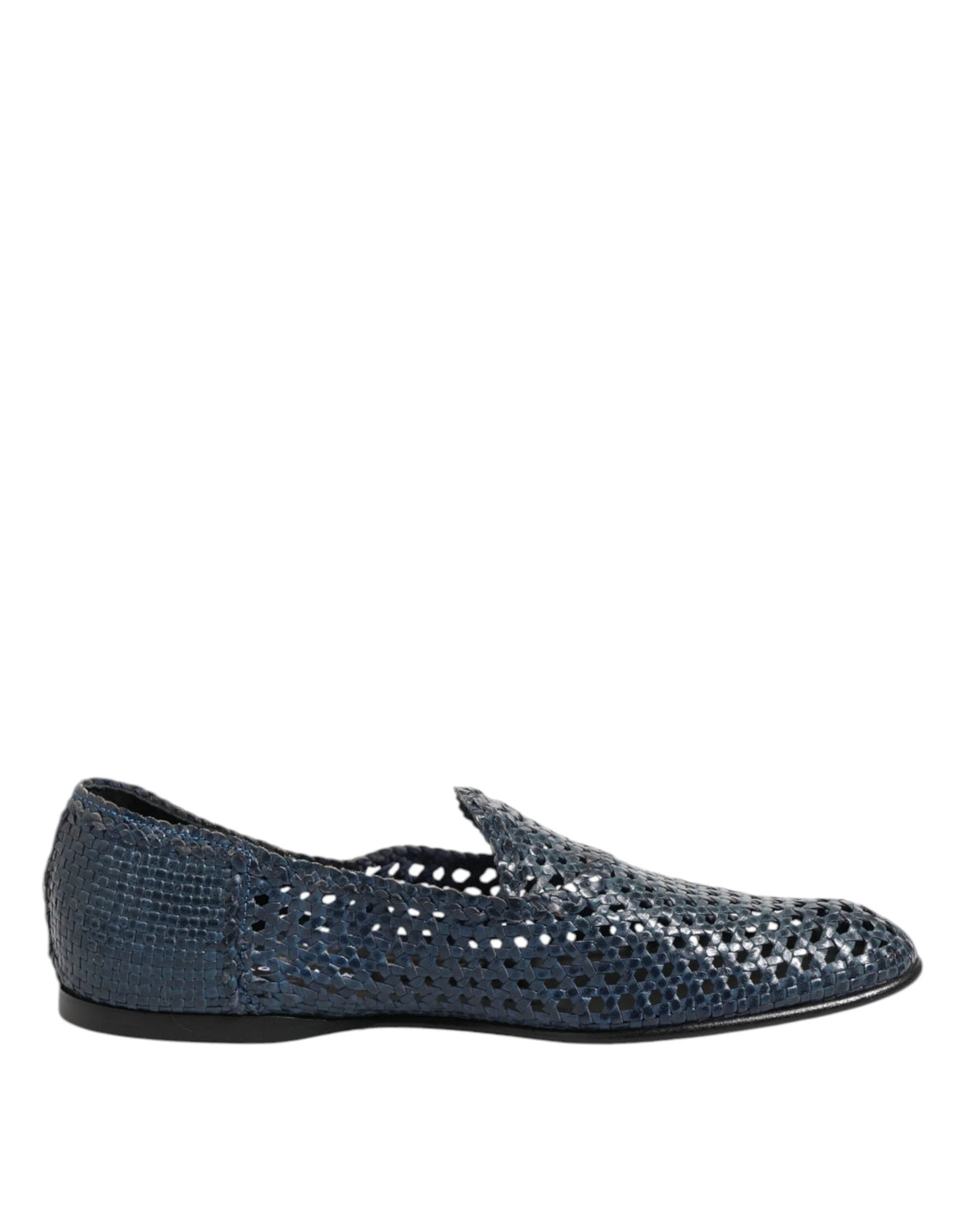 Dolce & Gabbana Blue Woven Leather Slip On Loafers Shoes - EU41/US8 - Flats