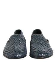 Dolce & Gabbana Blue Woven Leather Slip On Loafers Shoes - EU41/US8 - Flats