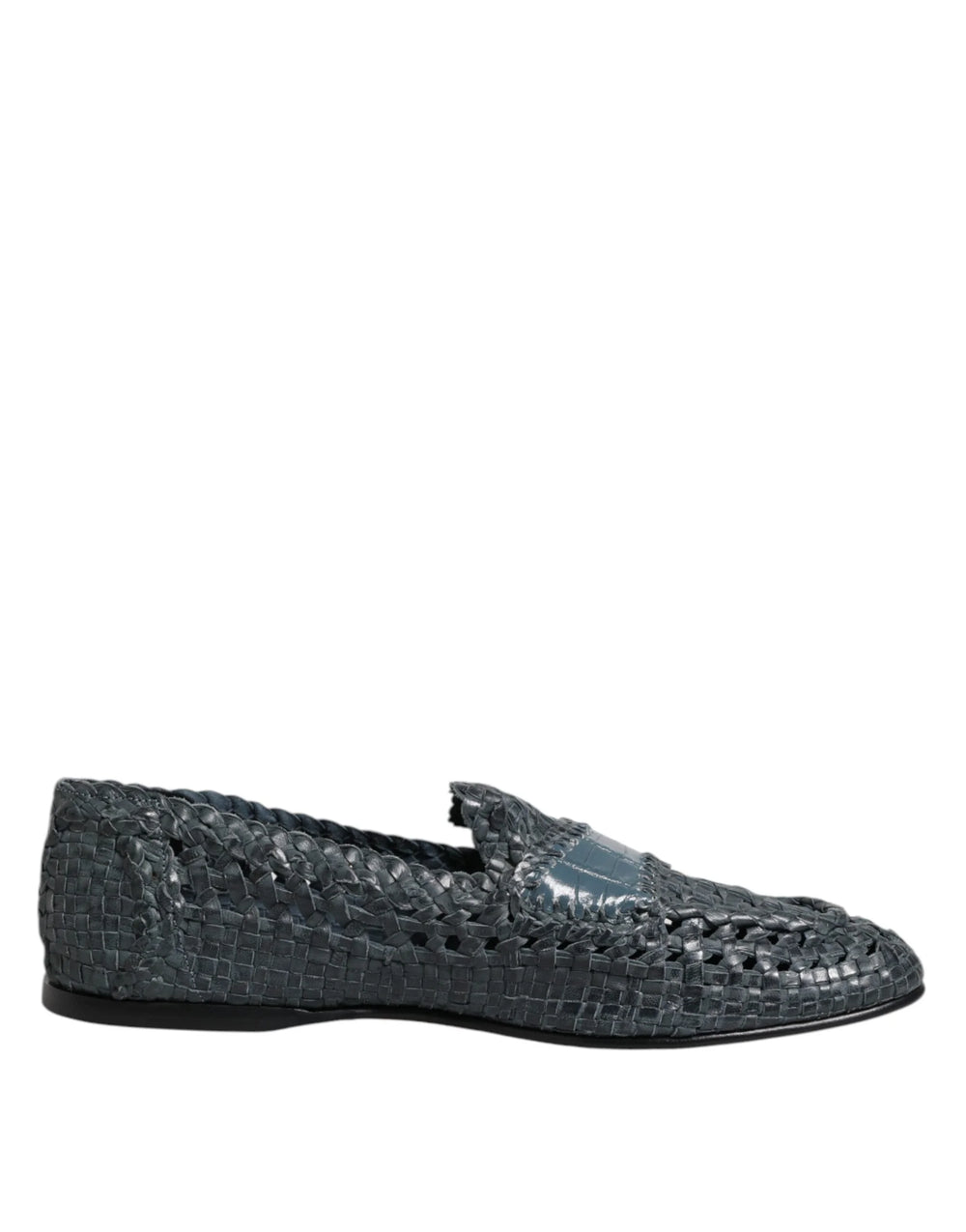 Dolce & Gabbana Blue Woven Raffia Slip On Loafers Shoes - EU45/US12 - Flats