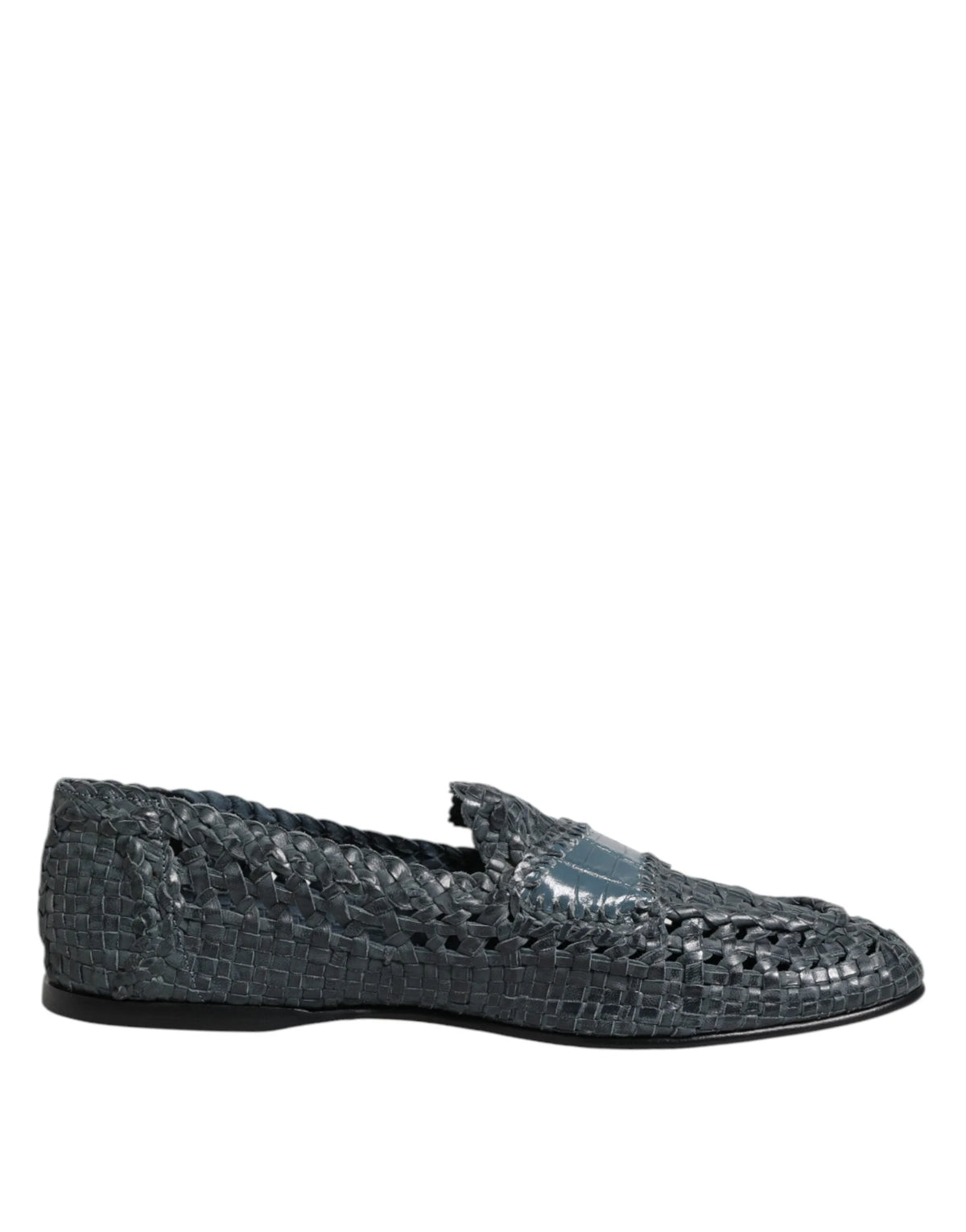 Dolce & Gabbana Blue Woven Raffia Slip On Loafers Shoes - EU45/US12 - Flats