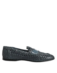 Dolce & Gabbana Blue Woven Raffia Slip On Loafers Shoes - EU45/US12 - Flats