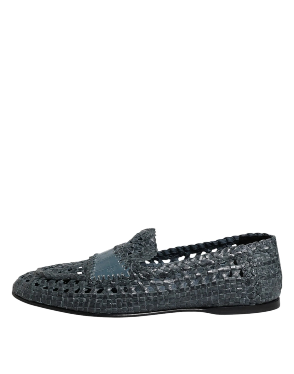 Dolce & Gabbana Blue Woven Raffia Slip On Loafers Shoes - EU45/US12 - Flats