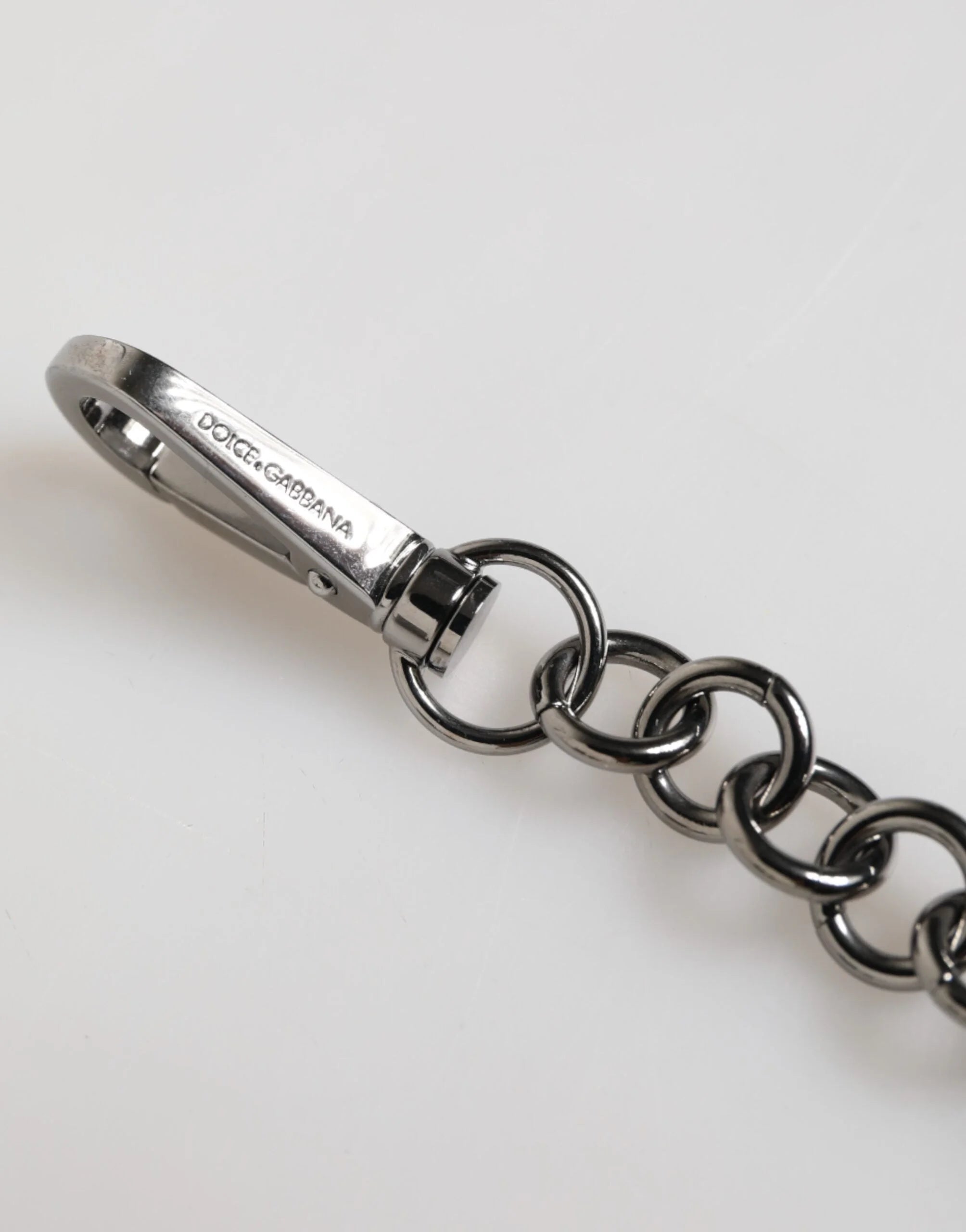 Dolce & Gabbana Blue Yellow DG Rubber Logo Silver Men Keychain Keyring - Keychains