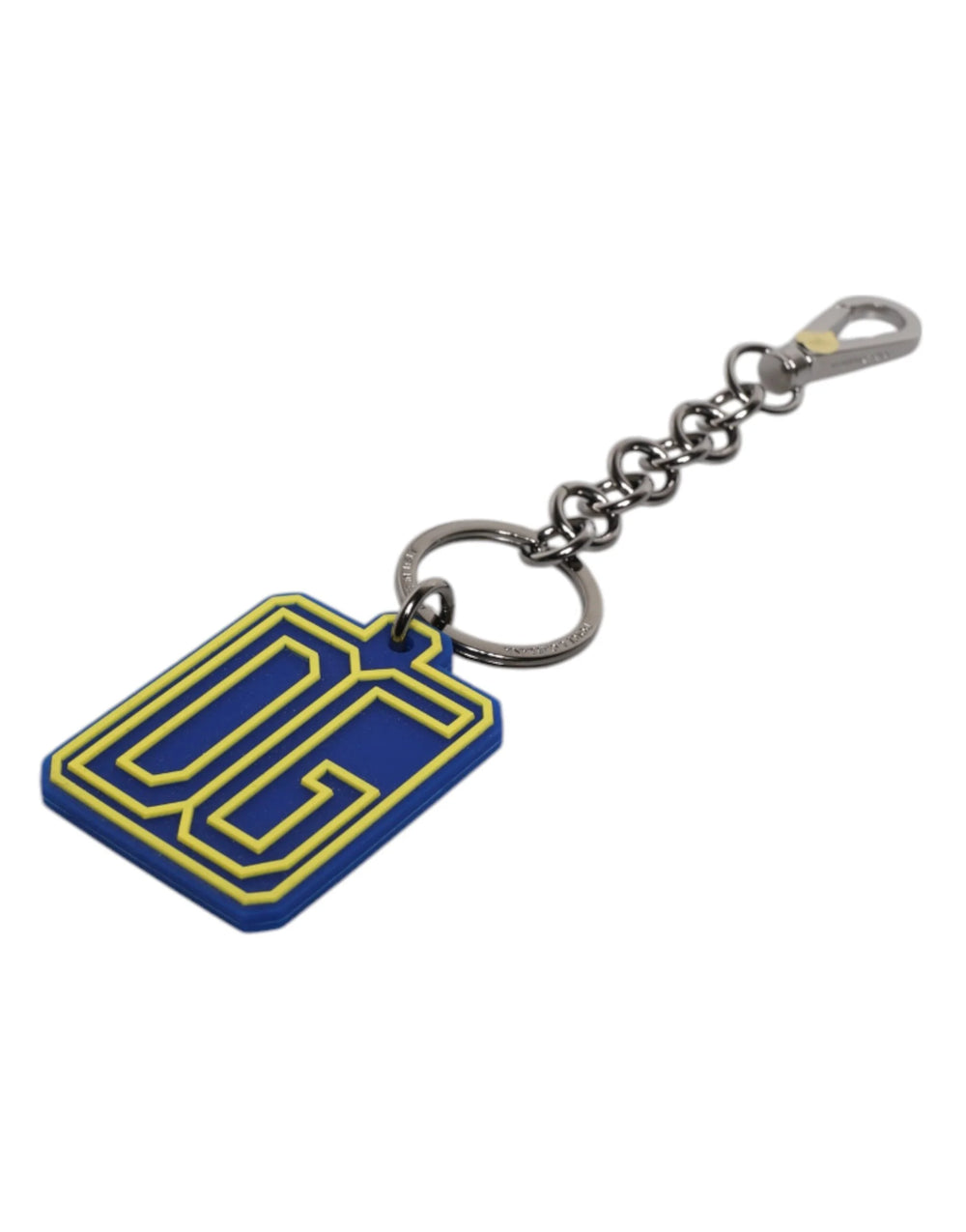 Dolce & Gabbana Blue Yellow DG Rubber Logo Silver Men’s Keychain Keyring - Keychains