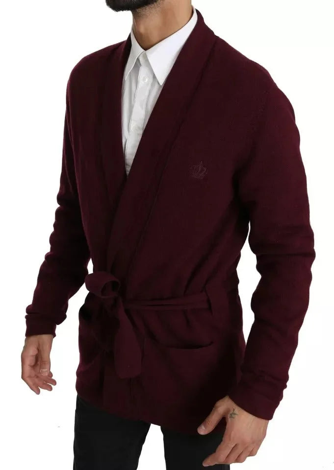 Dolce & Gabbana Bordeaux Cashmere Crown Cardigan Sweater - IT48 | M - Cardigans
