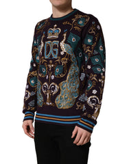 Dolce & Gabbana Bordeaux Cashmere Crown Embroidered Sweater - IT50 | L