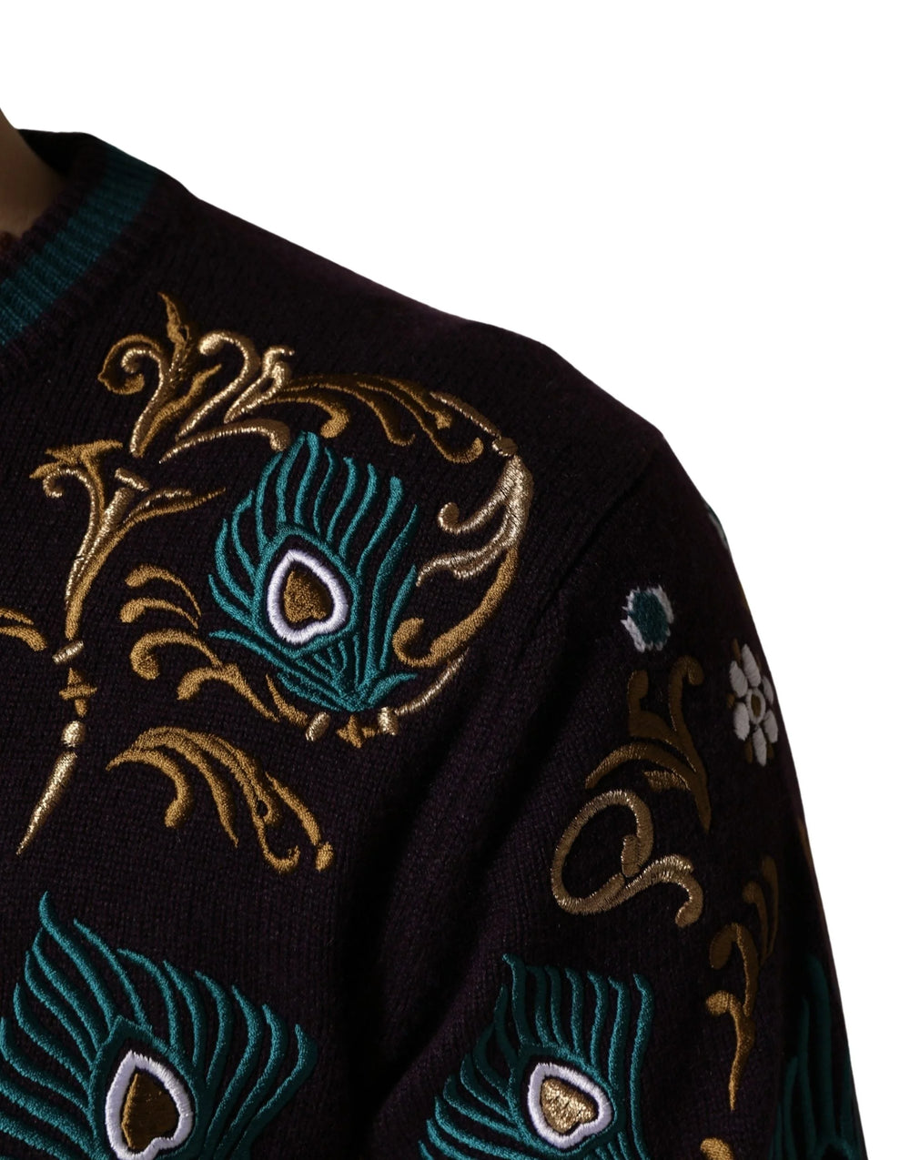 Dolce & Gabbana Bordeaux Cashmere Crown Embroidered Sweater - IT50 | L