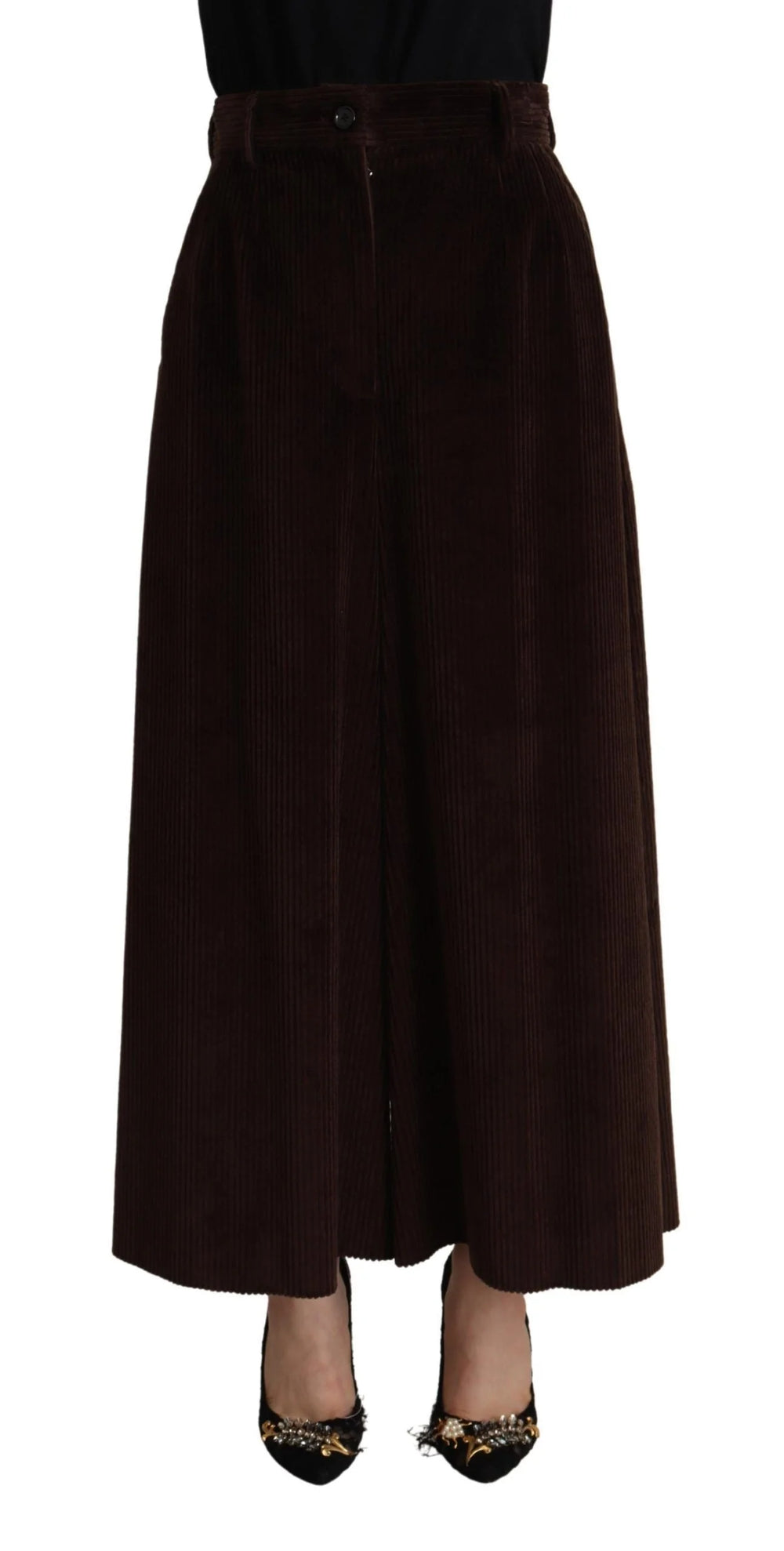 Dolce & Gabbana Bordeaux Corduroy Cotton Trouser Wide Leg Pants - IT40|S - Trousers