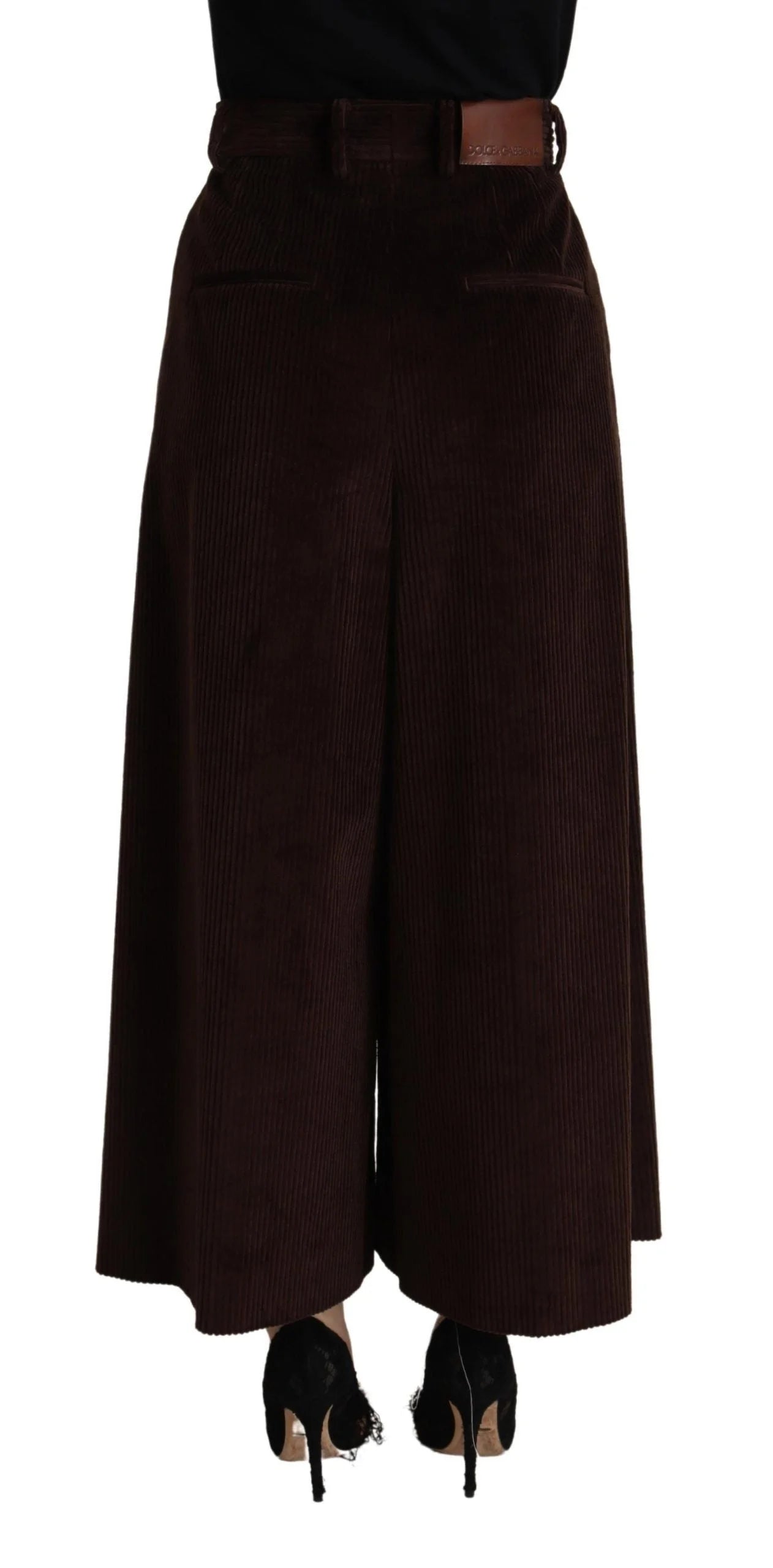 Dolce & Gabbana Bordeaux Corduroy Cotton Trouser Wide Leg Pants - IT40|S - Trousers