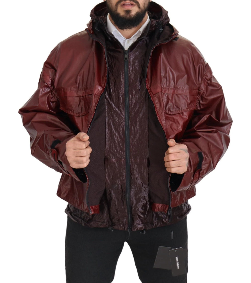 Dolce & Gabbana Bordeaux Cotton Hooded Full Zip Jacket - IT50 | L - Track Jackets